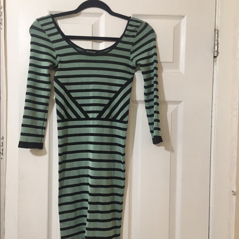 Bebe XS Striped Bodycon Dress